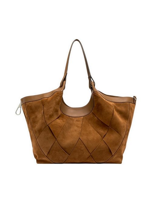 borsa donna dua grande in camoscio intrecciato caramello Gianni Chiarini | BS12350-INT-CM1478